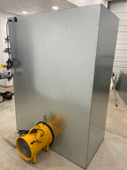 The 6x4x2 booth from behind, with the fan seated on the back wall