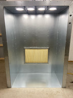 Silverback 6x4x2 spray booth, front view with the interior lights on