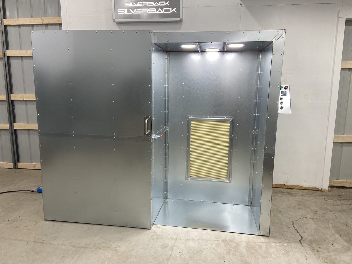 Silverback 6x3x2 combo spray booth side with filter and lighting