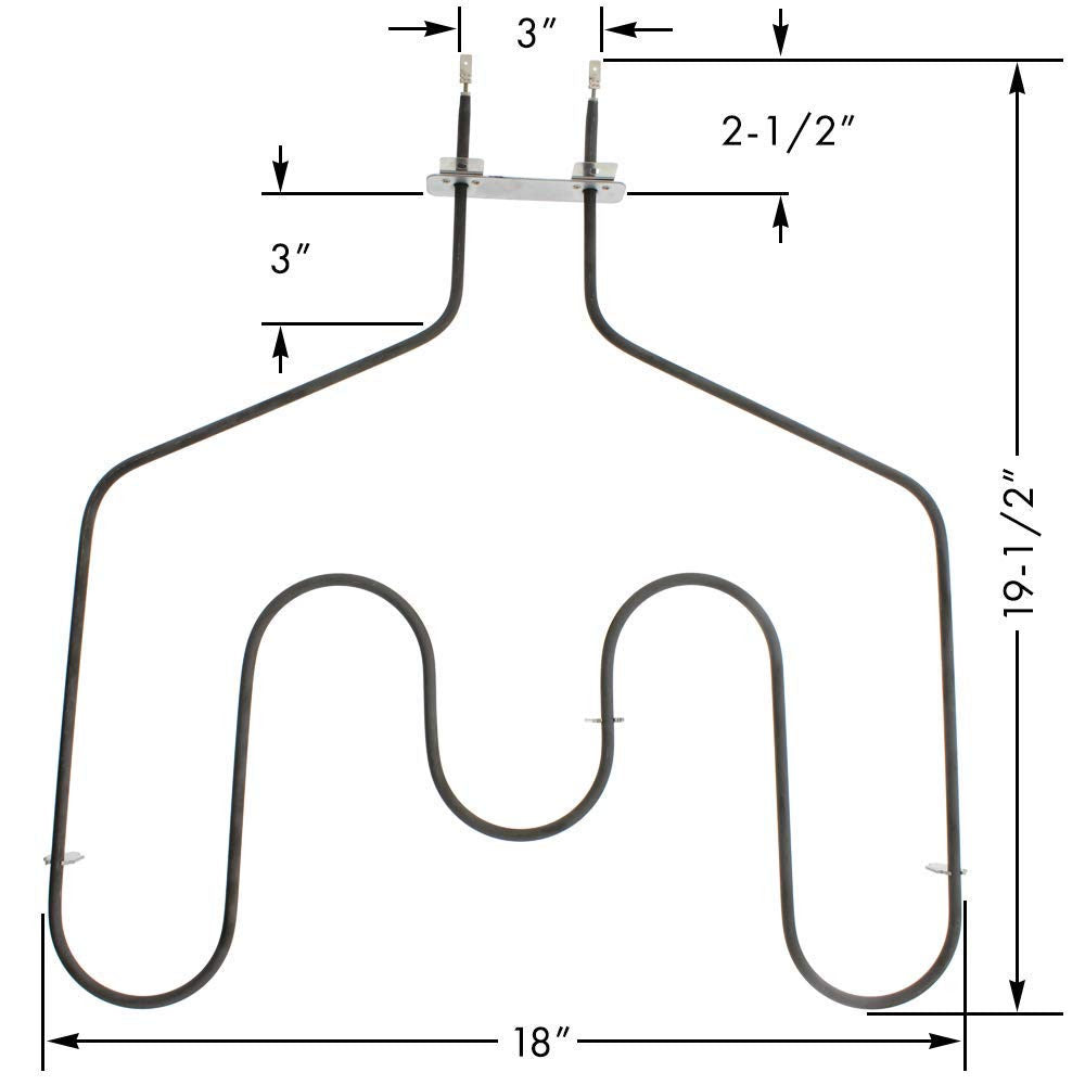 3400W heating element dimensions, 19.5 by 18 inches