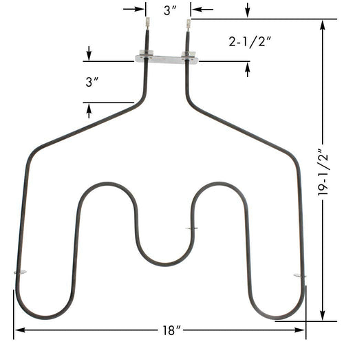 3400W heating element dimensions, 19.5 by 18 inches