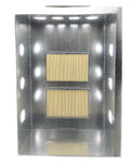 Silverback 6x4x2 powder coating spray booth, front view with interior lights on