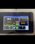 Touchscreen controller run screen with temperature, timers, and fan control